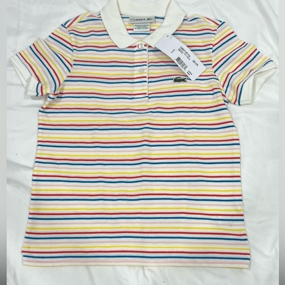 NWT kids LACOSTE short sleeve striped shirt size 10 KIDS GETS AN EXTRA PIECE - Picture 4 of 13
